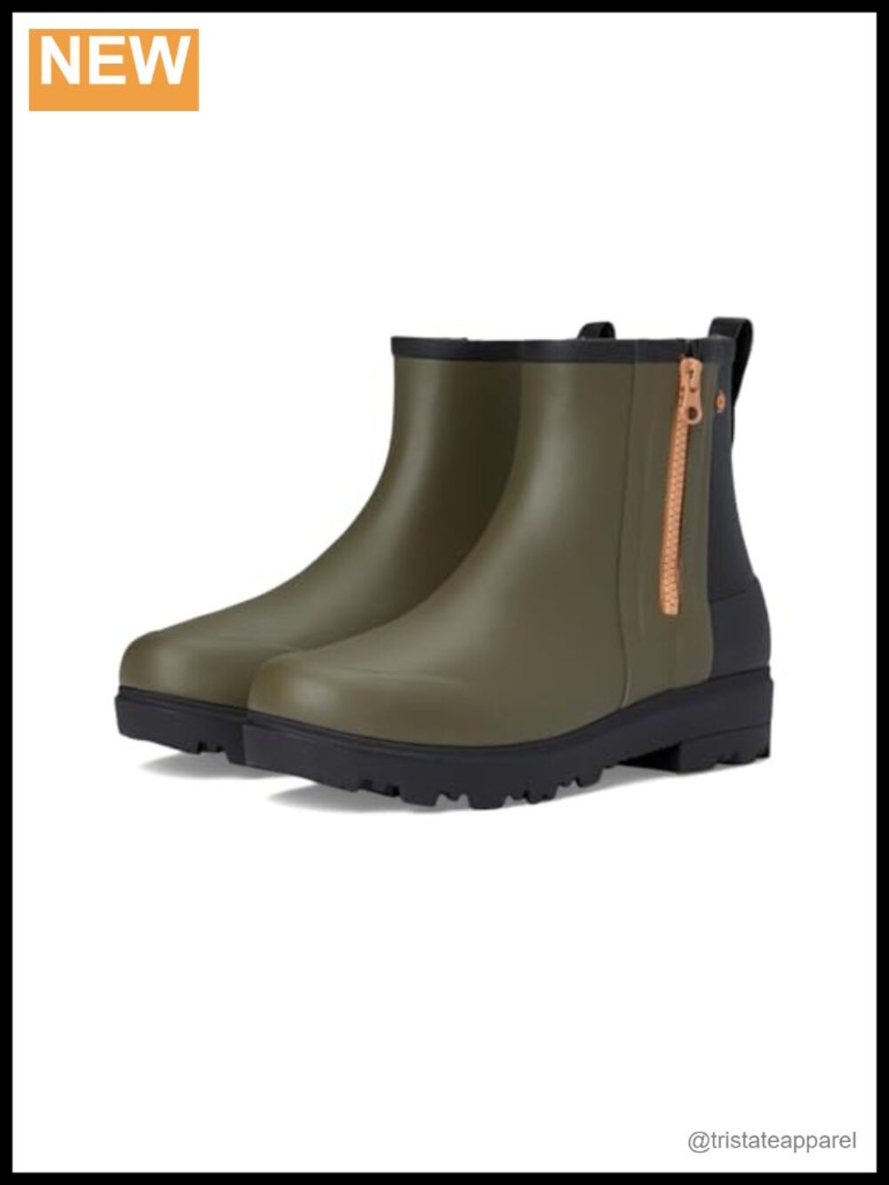 Women's Waterproof Ankle Rain Boots with Zip Closure